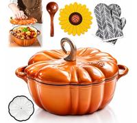 Pumpkin Casserole Dish With Lid, Pumpkin Casserole Dish (Orange-A,3.2L) | Oven Safe Pot for Bread Baking, Braising and Stews, for autumn cooking, Halloween dinners, festive tables