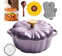 Pumpkin Casserole Dish With Lid, Pumpkin Casserole Dish (Purple-B,1.7L) | Oven Safe Pot for Bread Baking, Braising and Stews, for autumn cooking, Halloween dinners, festive tables