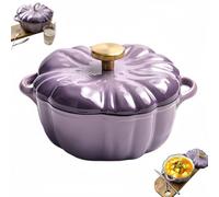 Pumpkin Cast Iron Pot 3.7L Halloween Enamel Pot with Lid | Non-Stick Dutch Oven for Stew & Casserole - Autumn Kitchen Décor & Gift(16cm)