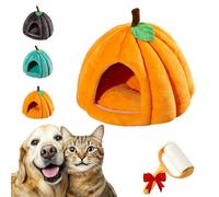 Pumpkin Cat Bed, 2025 Cute Pumpkin Shape Cat Cave, Warm Cave Nest Sleeping Bed Puppy House, Cute Pumpkin Shape Cat Cave Bed Cat Tent with Removable Cushion, for Kitten Cats Small Dogs (Yellow)