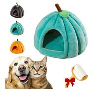 Pumpkin Cat Bed, 2025 Cute Pumpkin Shape Cat Cave, Warm Cave Nest Sleeping Bed Puppy House, Cute Pumpkin Shape Cat Cave Bed Cat Tent with Removable Cushion, for Kitten Cats Small Dogs (Blue)
