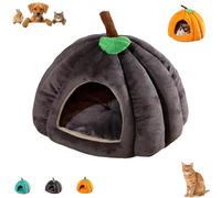 Pumpkin Cat Bed, Cute Halloween Pumpkin Shape Cat Cave Bed, Beds for Indoor Cats, Puppy House for Cats and Small Dogs (Dark Gray,L)