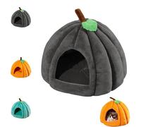 Pumpkin Cat Bed, Cute Halloween Pumpkin Shape Cat Cave Bed, Ca S Tent with Removable Cushion, Indoor Pumpkin Nest, Suitable for Small Pets (Black,S)