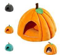 Pumpkin Cat Bed, Cute Halloween Pumpkin Shape Cat Cave Bed, Ca S Tent with Removable Cushion, Indoor Pumpkin Nest, Suitable for Small Pets (Orange,L)