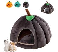 Pumpkin Cat Bed, Cute Halloween Pumpkin Shape Cat Cave Bed, Ca Tent with Removable Cushion, Warm Cave Nest Sleeping Be Puppy House for Cats Small Dogs (Dark Gray,M)