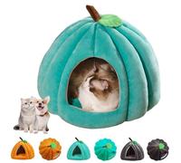 Pumpkin Cat Bed，Cute Halloween Pumpkin Shape Cat Cave Bed，Halloween Pumpkin Pet House with Removable Cushion，Under 7.5 Kg Pets Sleeping Beds Comfortable Warm Non-Slip for Indoor Cats (Blue, L)