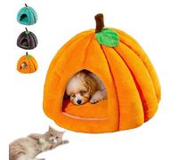 Pumpkin Cat Bed, Cute Halloween Pumpkin Shape Cat Cave Bed, Warm Cave Nest Sleeping Beds Thermal Kitten Sleeping Pod, Cozy Pet Shelter, for Cats Small Dogs (Orange,S)