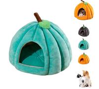 Pumpkin Cat Bed, Cute Pumpkin Shape Cat Cave Bed with Removable Cushion, Warm Cave Nest Sleeping Beds Puppy House, Fully Enclosed Windproof and Warm, for Cats and Small Dogs (Blue,L)