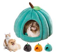 Pumpkin Cat Bed, Cute Pumpkin Shape Cat Cave, Semi-Enclosed Indoor Cats Cave, Cute Halloween Pets Bed with Removable Cushion for Indoor Cats Small Dogs (Green,M)