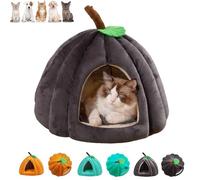 Pumpkin Cat Bed, Enclosed Cat Bed Pumpkin House | Cave, Warm Cave Nest Sleeping Beds Puppy House, with Removable Cushion, Puppy Houses for Cats Small Dogs (Dark Gray,S (38 * 38 * 32 cm))