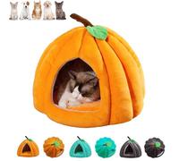 Pumpkin Cat Bed, Enclosed Cat Bed Pumpkin House | Cave, Warm Cave Nest Sleeping Beds Puppy House, with Removable Cushion, Puppy Houses for Cats Small Dogs (Orange,M (45 * 45 * 40 cm))