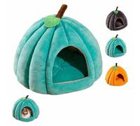 Pumpkin Cat Bed - Halloween Pumpkin Shaped Cat Cave Tent with Removable Cushion, Warm Cozy Pet Bed for Indoor Cats, Kittens & Small Dogs (Blue,M:17.7 * 17.7 * 15.7 in)