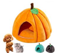Pumpkin Cat Bed, Indoor Cat Cave with Removable Cushion - Warm Pumpkin Shaped Pet Bed for Small Dogs and Medium Cats, Halloween Themed Kennel House Nest Supplies