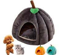 Pumpkin Cat Bed, Indoor Cat Cave with Removable Cushion - Warm Pumpkin Shaped Pet Bed for Small Dogs and Medium Cats, Halloween Themed Kennel House Nest Supplies