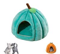 Pumpkin Cat Beds for Indoor Cats, Cute Pumpkin Shaped Pet Sleeping Tent House with Removable Washable Cushion Non-Slip Bottom (Blue,M)