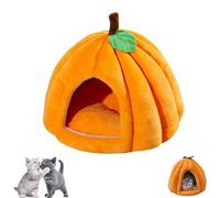 Pumpkin Cat Beds for Indoor Cats, Cute Pumpkin Shaped Pet Sleeping Tent House with Removable Washable Cushion Non-Slip Bottom (Orange,L)