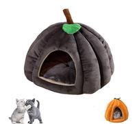 Pumpkin Cat Beds for Indoor Cats, Cute Pumpkin Shaped Pet Sleeping Tent House with Removable Washable Cushion Non-Slip Bottom (Grey,L)