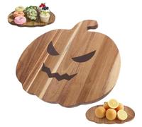 Pumpkin Cutting Board - Double Sided Wooden Halloween Serving Board
