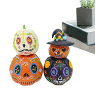 Pumpkin Decor, 4 Pieces Stackable Magnetic Resin Pumpkin Set, Halloween Decorative Ornament Statue for Home, Hallway, Holiday, Desk, Party, Bedroom, Festival, Table Centerpiece, Spooky Shelf Display