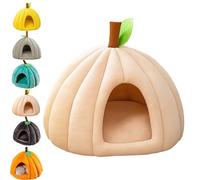 Pumpkin Dog Bed, Pumpkin Cat Bed, Cute Pumpkin Shape Cat Cave with Removable Cushion, for Cats and Puppies (Beige,Large)