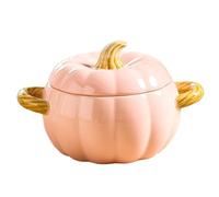 Pumpkin Dutch Oven Pot avec couvercle et poignée, 1, 7 L pour le four hollandais de citrouille en céramique antiadhésive, même chauffage de cuisine pour le ragoût soupe, bols à soupe