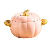 Pumpkin Dutch Oven Pot avec couvercle et poignée, 1, 7 L pour le four hollandais de citrouille en céramique antiadhésive, voire chauffage de cuisine pour soupe au ragoût ·