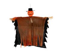 Pumpkin Ghost Decor, Halloween Scarecrow Decoration, Rotatable Head Bendable Arms, Outdoor Wall Fence Tree Hanging for Yard Patio Garden Porch Window Indoor Setup, 50x45cm/19.69x17.72 inches