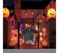 Pumpkin Ghost Figure, Halloween Scarecrow Prop, Rotatable Head Display, 19.69x17.72 inches, Bendable Arm Feature, Lightweight Hanging Structure, Spooky Decor for Tree Wall Porch Yard Window Fence