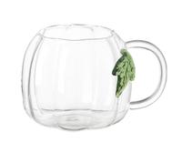 Pumpkin Glass Mug - 550ml Glass Coffee Cup, Transparent Pumpkin Autumn Mug | Halloween Cup, Pumpkin-Themed Coffee Mug; Suitable For Coffee, Tea, And Cocoa; Ideal For Thanksgiving, Autumn, And Halloween