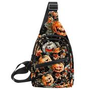 Pumpkin Helloween 13 Sac à dos à bandoulière Sac à dos à bandoulière Sac à dos de randonnée Sac de voyage Sac de poitrine Sac à dos, Multicolore 02, 11.8x7x1.5in/30x18x4cm