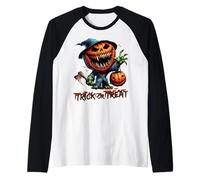 Pumpkin Jack O Lantern Scary Face Pumpkin Monster Halloween Manche Raglan