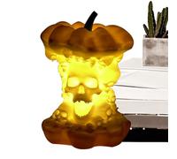 Pumpkin Lights - 3.78 Inch Skeleton Lamp Sculpture for Halloween Decor, Party Display with Spooky Glow Function, Ornament Light for Porch Yard Indoor Garden Outdoor, Resin Orange Black, Gift Box Use