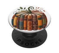 Pumpkin Made of Books Lecteur de la Saison de Lecture d'automne PopSockets PopGrip Adhésif