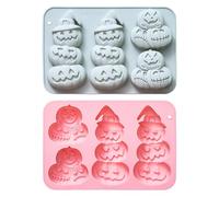 Pumpkin Mold, Silicone Bakeware, Ice Tray, Non-Stick Flexible Design, Reusable Easy Release, Halloween Fall Thanksgiving Baking, 8.5x5.71x1.02 Inches Orange 2 Pieces