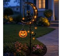 Pumpkin Moon Garden Stake Light, Solar Halloween Black Cat & for Outdoor Yard Decor, Lights with Warm LED Lantern Patio Walkway Porch (#C)