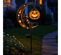 Pumpkin Moon Garden Stake Light, Solar Halloween Black Cat & for Outdoor Yard Decor, Lights with Warm LED Lantern Patio Walkway Porch (#B)
