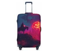 Pumpkin Moon Witch Knight Housses de bagages élastiques pour valises de 45,7 à 81,6 cm, Noir, X-large