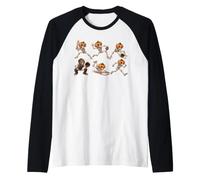 Pumpkin Skeleton Baseball Halloween Spooky Sports Manche Raglan