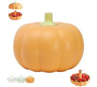Pumpkin Snack Tray, Halloween Pumpkin Snack Bowl, Upgraded Larger Double Layer Serving Bowl with Internal Dividers, Halloween Christmas Candy Treat Fruit Organizer Containers (6.85'' Orange)
