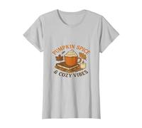 Pumpkin Spice and Cozy Vibes - Automne Automne Esthétique T-Shirt, Femme, Argent, S