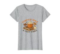 Pumpkin Spice and Cozy Vibes - Automne Automne Esthétique T-Shirt, Femme, Gris Chiné, XS