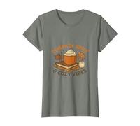 Pumpkin Spice and Cozy Vibes - Automne Automne Esthétique T-Shirt, Femme, Vert Kaki chiné, L