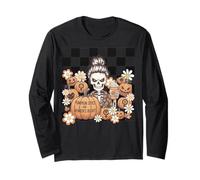 Pumpkin Spice and Women's Rights Skeleton Fall Féministe Manche Longue
