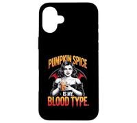 Pumpkin Spice est Mon Groupe sanguin Funny Vampire Girl Coque pour iPhone 16 Plus