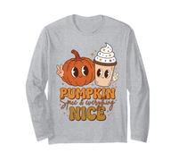 Pumpkin Spice Everything Nice Autumn Peace Sign Manche Longue