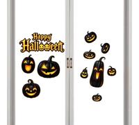 Pumpkin Window Stickers - Printed Spooky Clings, Glass Door Decals | Happy Halloween Static Window Stickers for Home, Classroom, Living Room, Bedroom, Door, Mirror