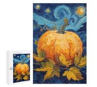 Pumpkin with Leaves on Starry Night Background Puzzle 1000 Pièces Educa Jouet en Bois Cadeau Unique Décoration Intérieure Jeu Éducatif Challenge Toy Adultes Et Enfants À Partir De 14 Ans 1000 PCS