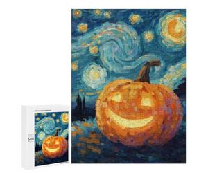 Pumpkin with Starry Night Background-2 Puzzle 500 Pièces Educa Jouet en Bois Cadeau Unique Décoration Intérieure Jeu Éducatif Challenge Toy Adultes Et Enfants À Partir De 14 Ans 500 PCS