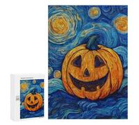 Pumpkin with Starry Night Sky Puzzle 300 Pièces Educa Jouet en Bois Cadeau Unique Décoration Intérieure Jeu Éducatif Challenge Toy Adultes Et Enfants À Partir De 14 Ans 300 PCS