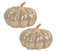 Pumpkins aux paillettes artificielles, texture de velours de luxe, paire de 2, décorations d'automne saisonnières, accents de vacances festifs, design charmant, pour la cuisine de la ferme ou l'exposi